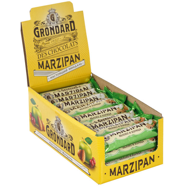 №1 TM Grondard     (9388) Батончики глазированные Марципановые Яблоко-Корица, (24шт по 50г)     в Ярцеве